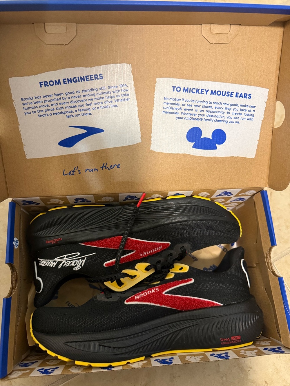 Brooks Womens Black Sneakers with Red and Yellow Accents Mickey Mouse limited Ed